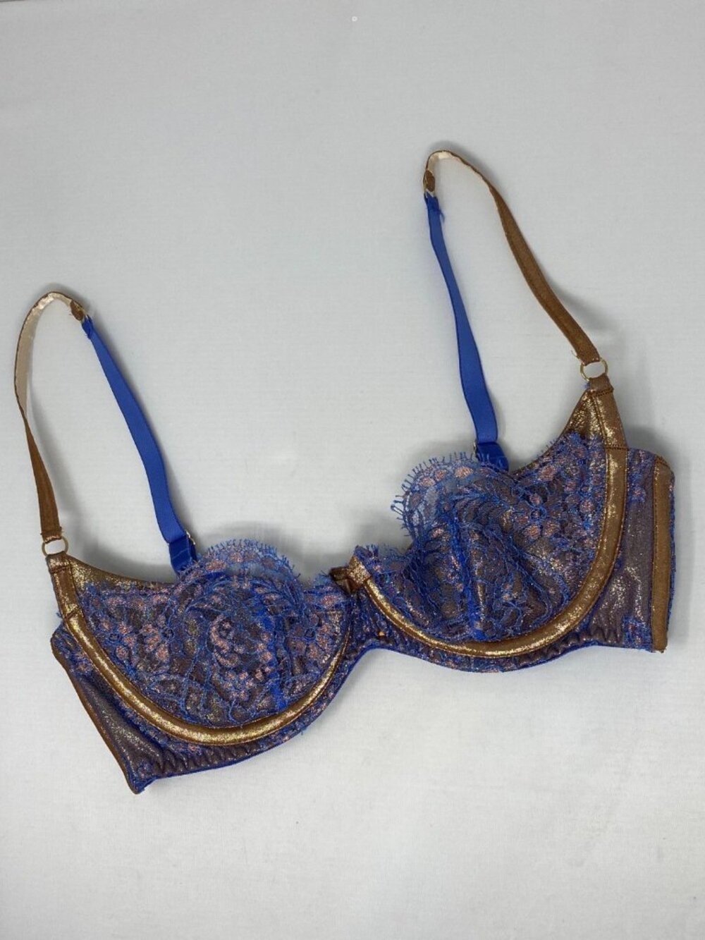 Agent Provocateur Samarra Blue Gold Soiree Bra 34D